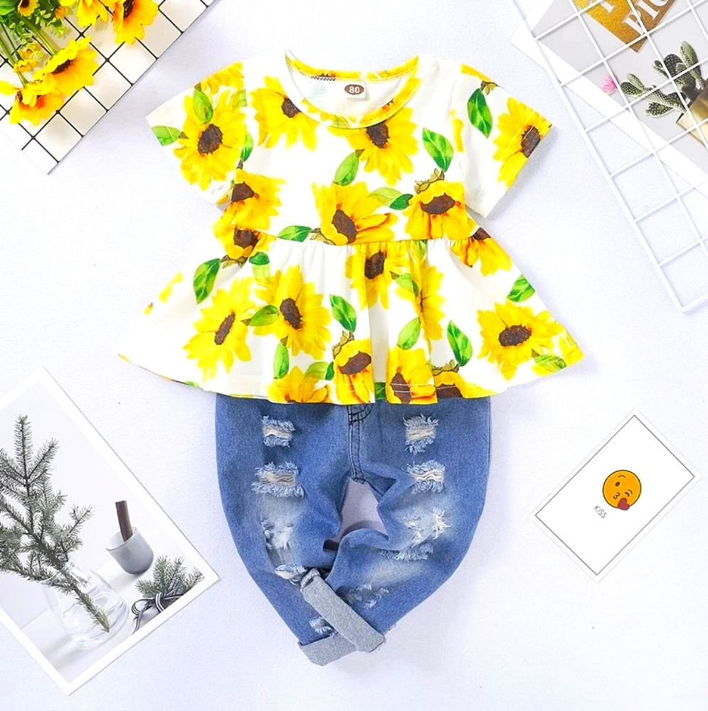 2-Piece Sunflower Pant Set